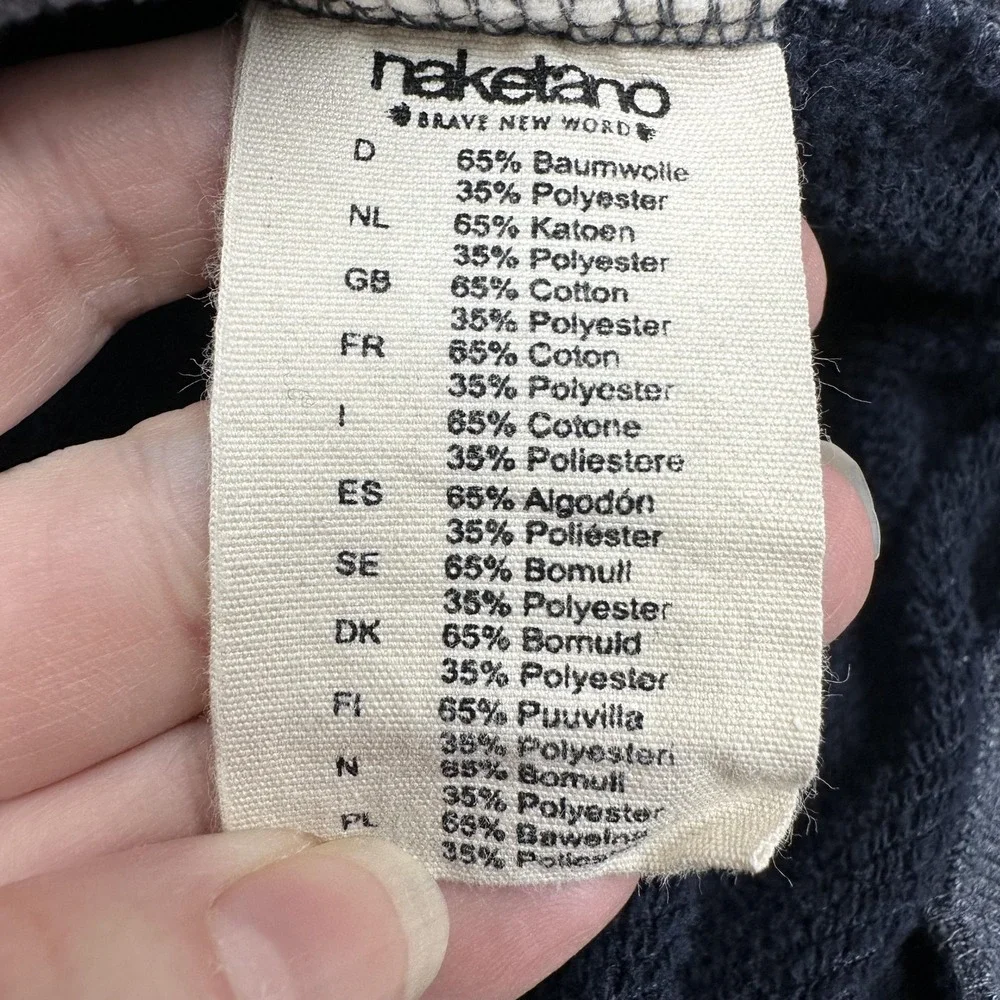 Naketano Hoodie Womens Medium Blue Schnizzel‎ Dizzel Popizzel Cowl Neck Pullover
